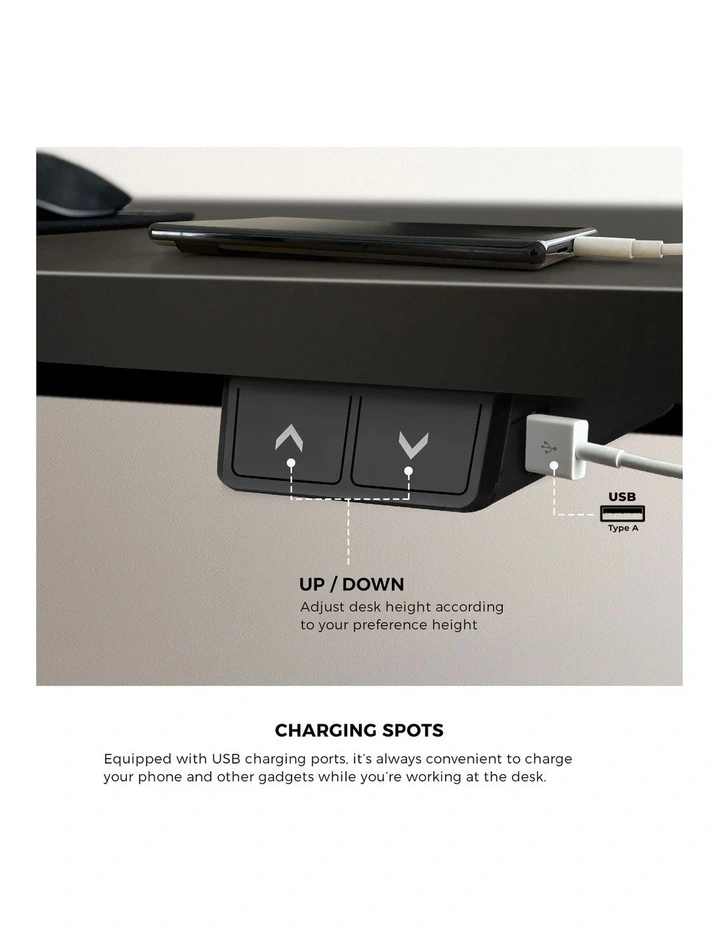 Oikiture Electric Standing Desk Single Motor 140cm Black Tabletop image 7