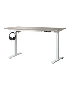 Oikiture 140cm Electric Standing Desk Single Motor Grey-Oak Desktop