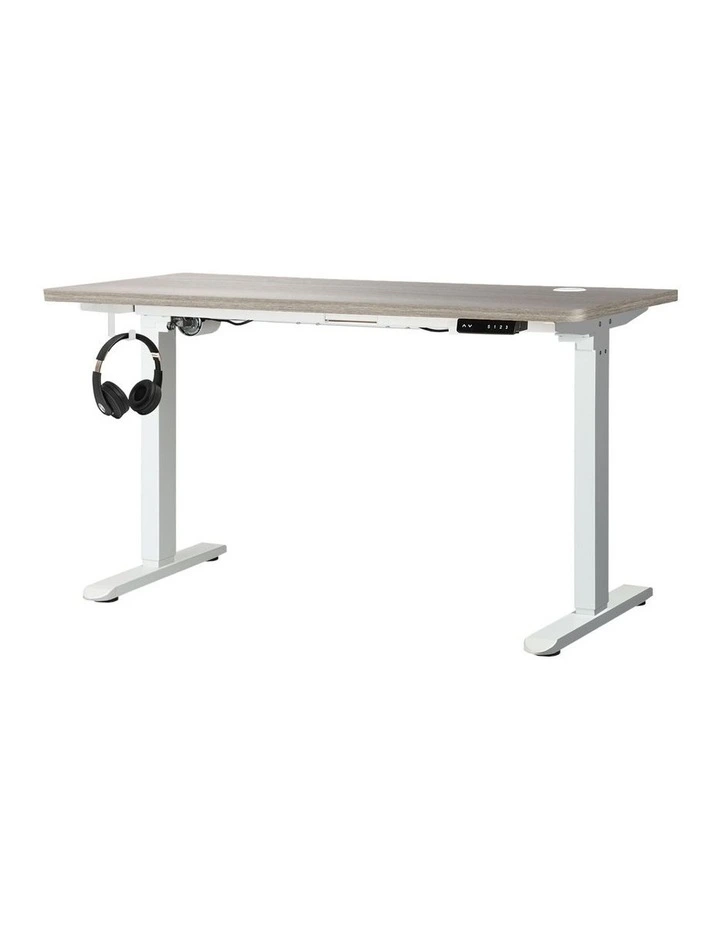 Oikiture 140cm Electric Standing Desk Single Motor Grey-Oak Desktop image 1