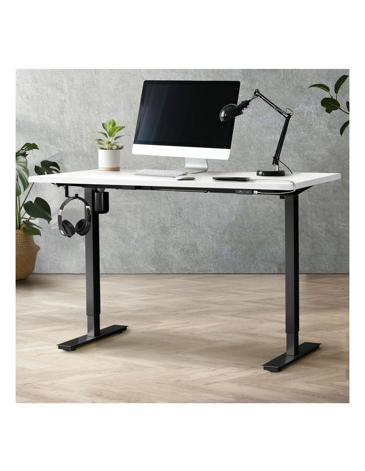 Oikiture Electric Standing Desk Single Motor 150m White Tabletop image 1