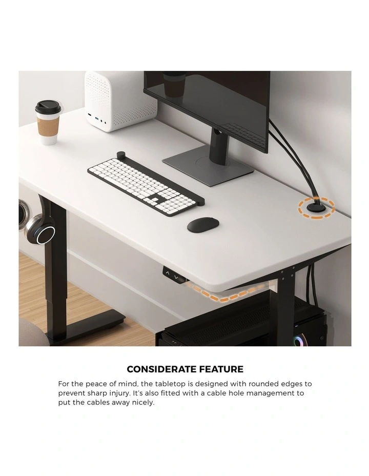 Oikiture Electric Standing Desk Single Motor 150m White Tabletop image 6