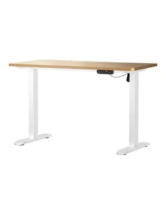 Oikiture Electric Standing Desk Single Motor White Frame 120CM OAK Tabletop