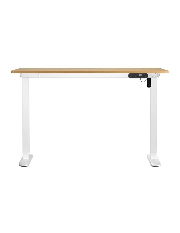Oikiture Electric Standing Desk Single Motor White Frame 120CM OAK Tabletop image 2