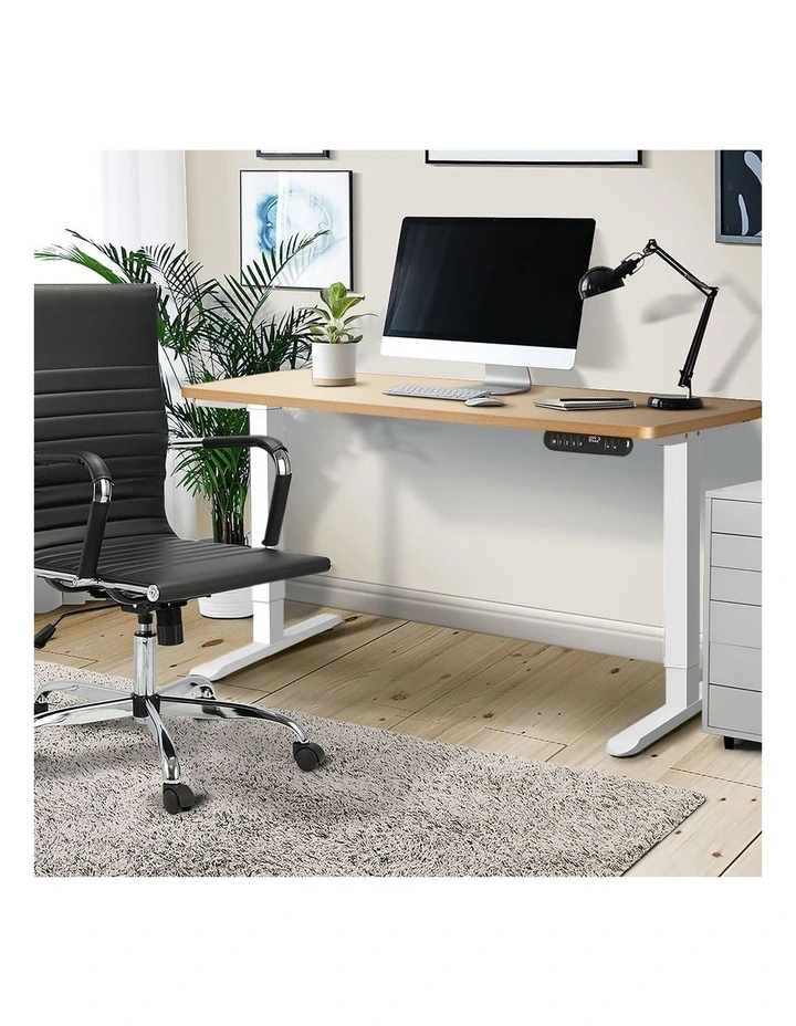 Oikiture Electric Standing Desk Single Motor White Frame 120CM OAK Tabletop image 5