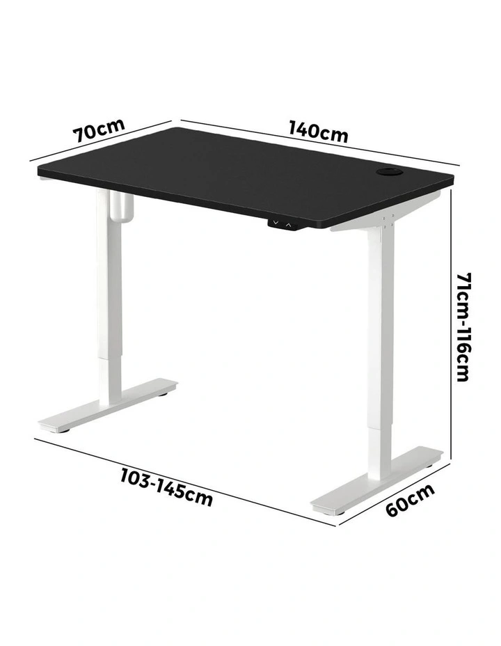 Oikiture Electric Standing Desk Single Motor 140cm Black Tabletop image 3
