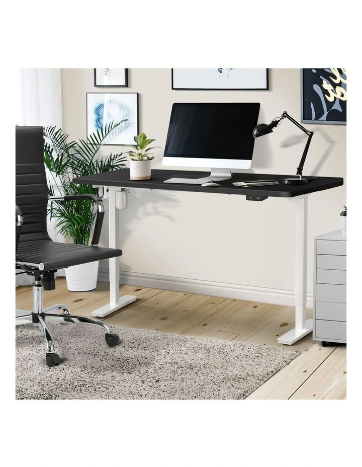 Oikiture Electric Standing Desk Single Motor 140cm Black Tabletop image 5