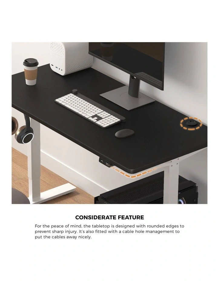 Oikiture Electric Standing Desk Single Motor 140cm Black Tabletop image 6