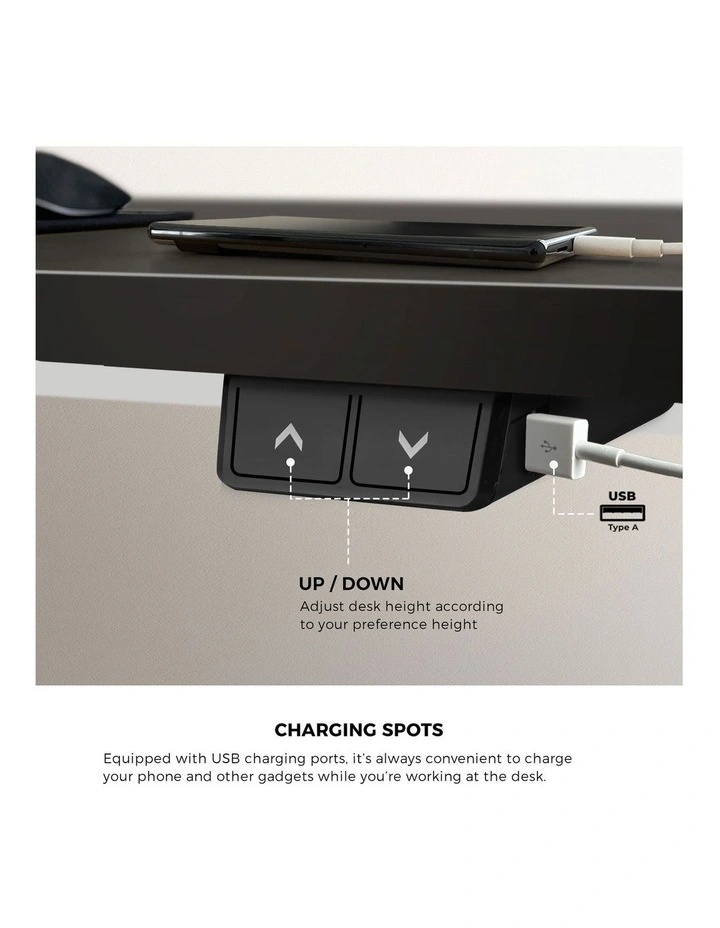 Oikiture Electric Standing Desk Single Motor 140cm Black Tabletop image 7