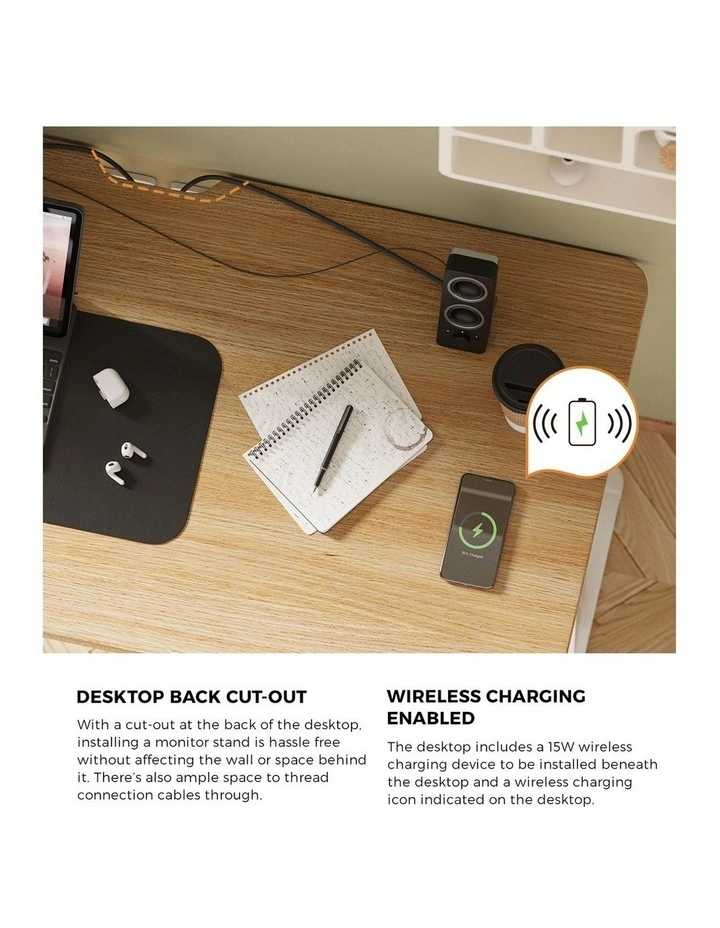 Oikiture Electric Standing Desk With Wireless Charging Dual Motor 140CM image 6