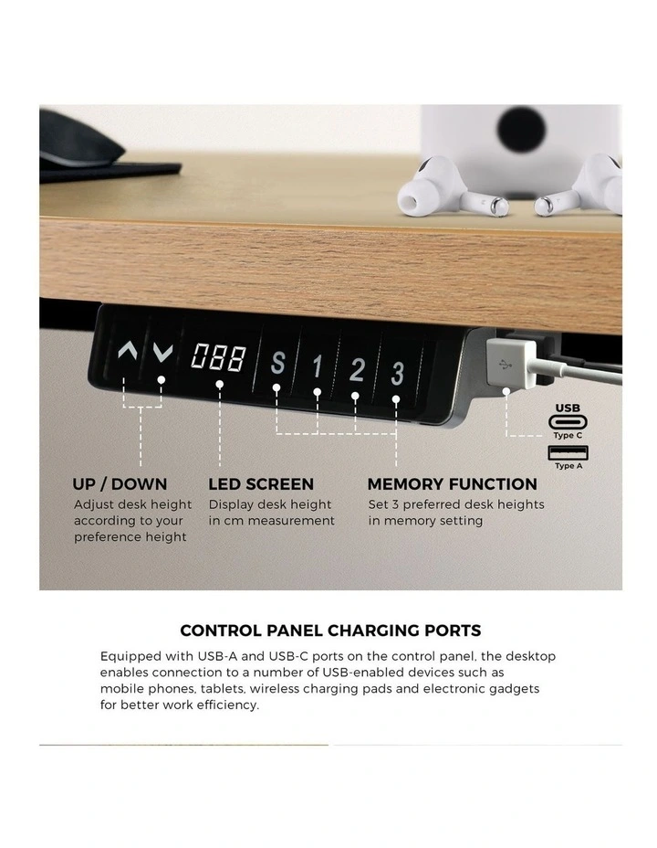 Oikiture Electric Standing Desk With Wireless Charging Dual Motor 140CM image 7