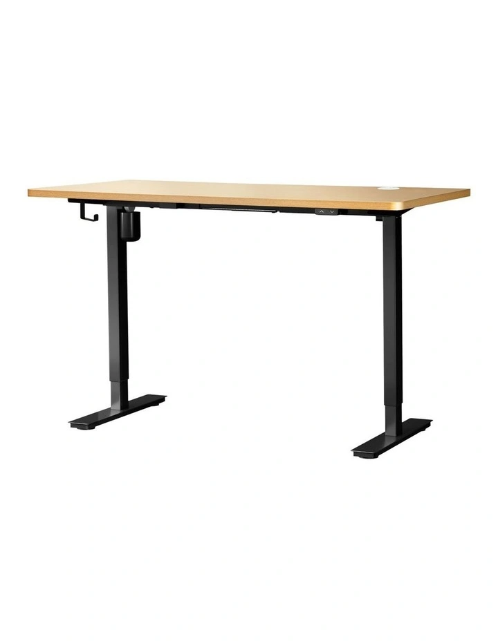 Oikiture Electric Standing Desk Single Motor 150cm OAK Tabletop image 1