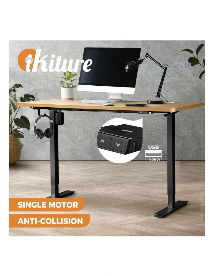 Oikiture Electric Standing Desk Single Motor 150cm OAK Tabletop image 4