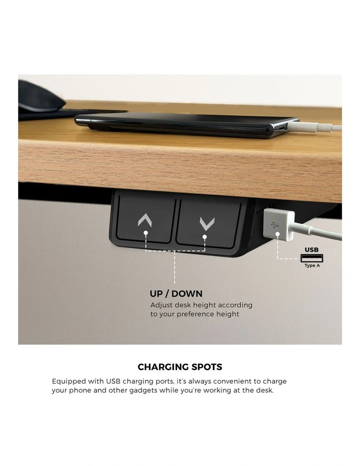 Oikiture Electric Standing Desk Single Motor 150cm OAK Tabletop image 7