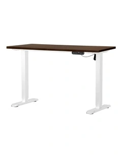 Oikiture Electric Standing Desk Single Motor White Frame 120CM Walnut Tabletop