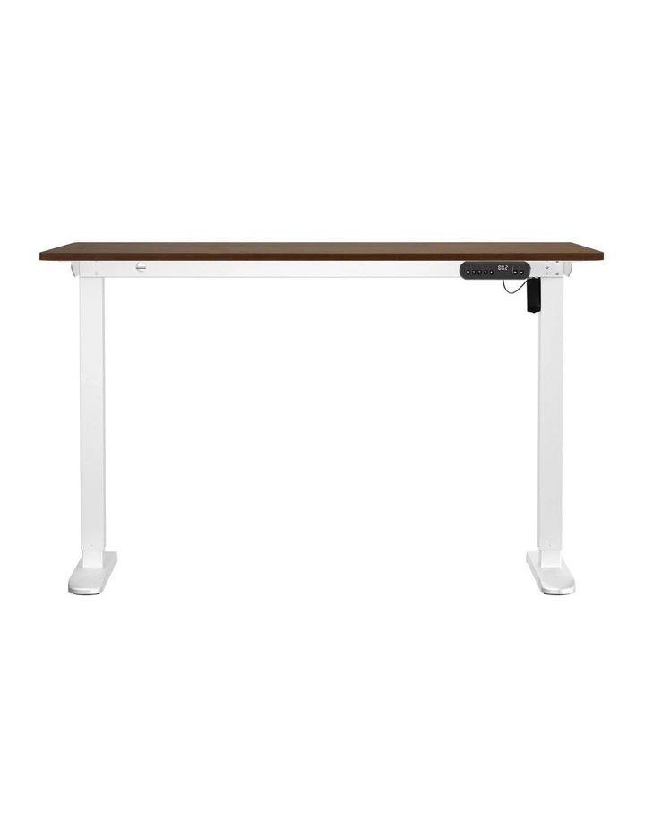 Oikiture Electric Standing Desk Single Motor White Frame 120CM Walnut Tabletop image 2