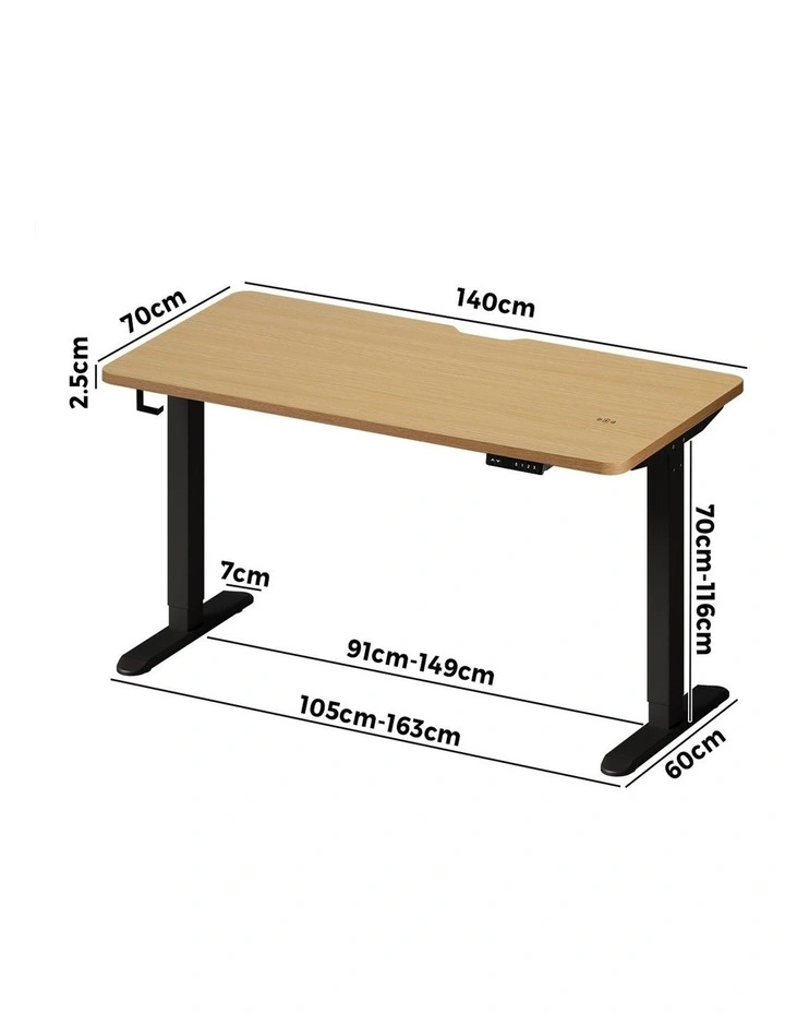 Oikiture Electric Standing Desk With Wireless Charging Single Motor 140CM image 3