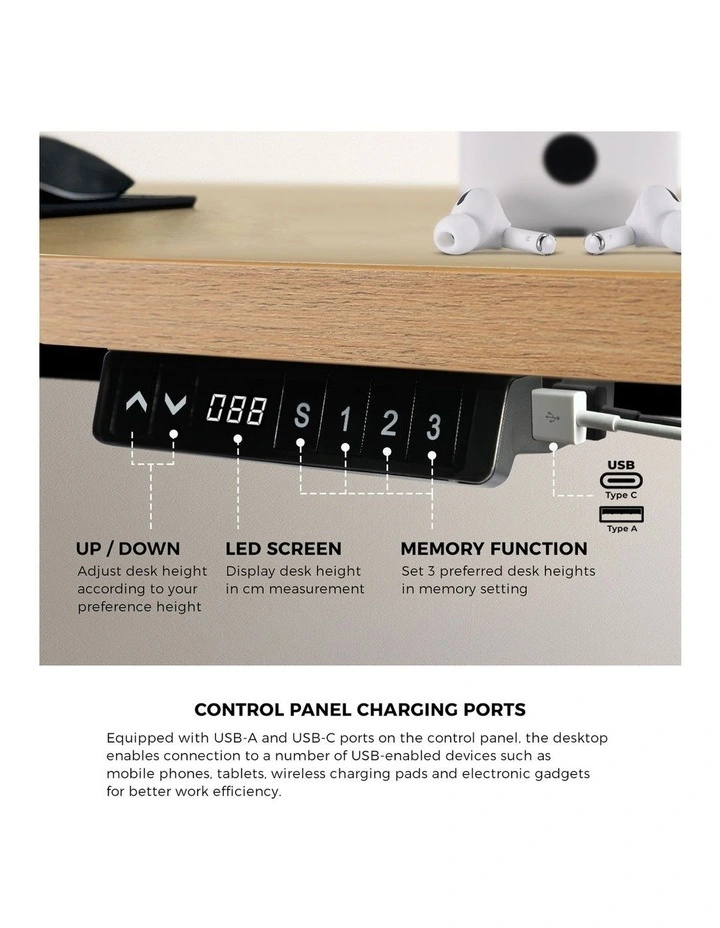 Oikiture Electric Standing Desk With Wireless Charging Single Motor 140CM image 7