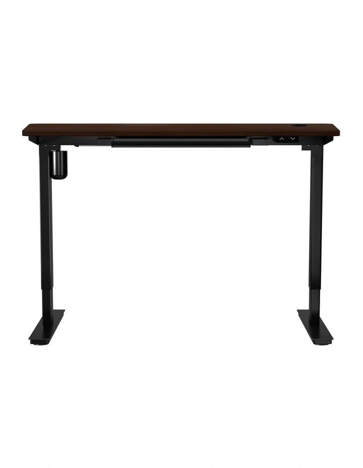 Oikiture 150cm Electric Standing Desk with Drawer Single Motor Black&Walnut image 2