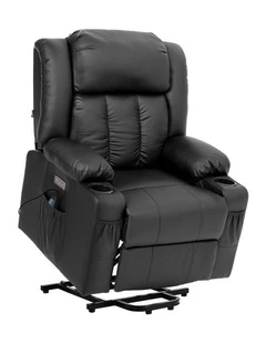 Oikiture Recliner Chair Electric Lift Massage Armchair With 2 Charge Ports Black