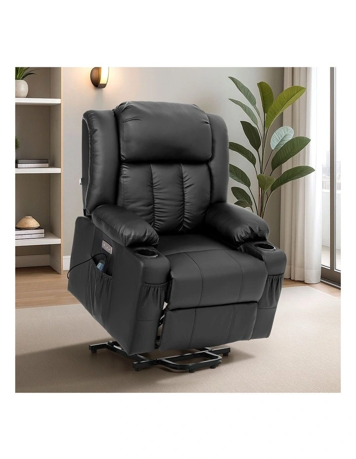 Oikiture Recliner Chair Electric Lift Massage Armchair With 2 Charge Ports Black image 4