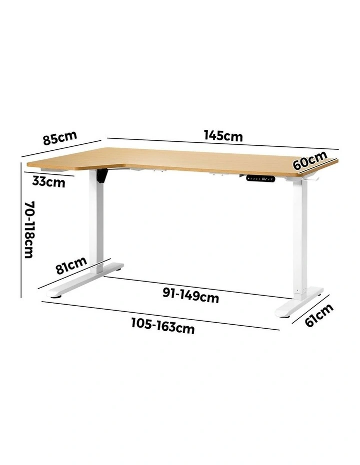 Oikiture L-shape Electric Standing Desk Single Motor 145CM image 3
