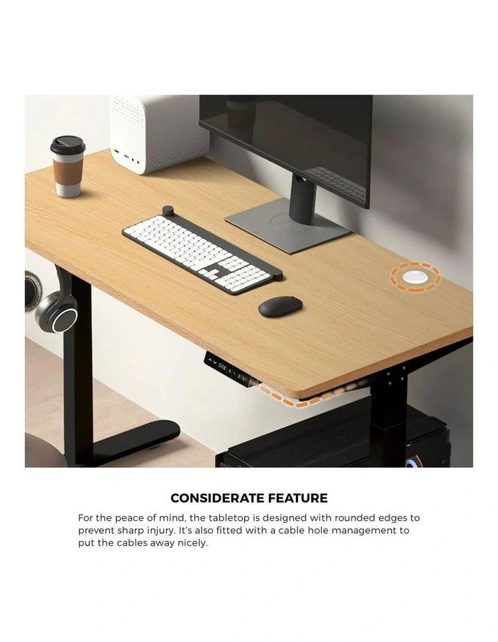 Oikiture Electric Standing Desk Dual Motor 150cm OAK Tabletop image 6