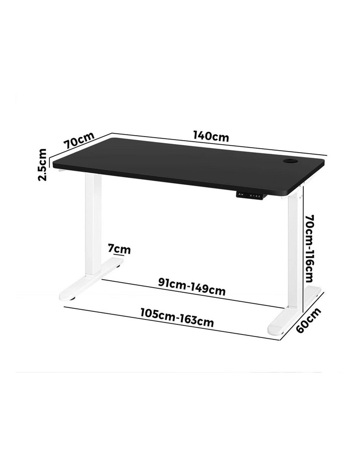 Oikiture Electric Standing Desk Single Motor 1.4m Black Tabletop image 3