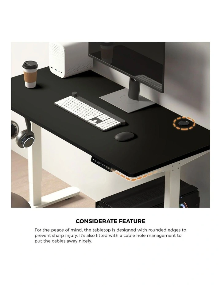 Oikiture Electric Standing Desk Single Motor 1.4m Black Tabletop image 6