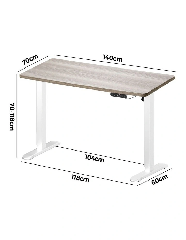 Oikiture Electric Standing Desk Single Motor 140CM Grey-Oak image 3