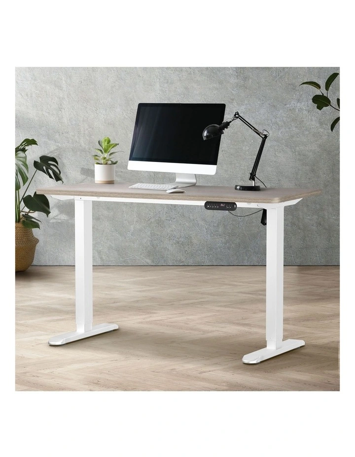 Oikiture Electric Standing Desk Single Motor 140CM Grey-Oak image 4