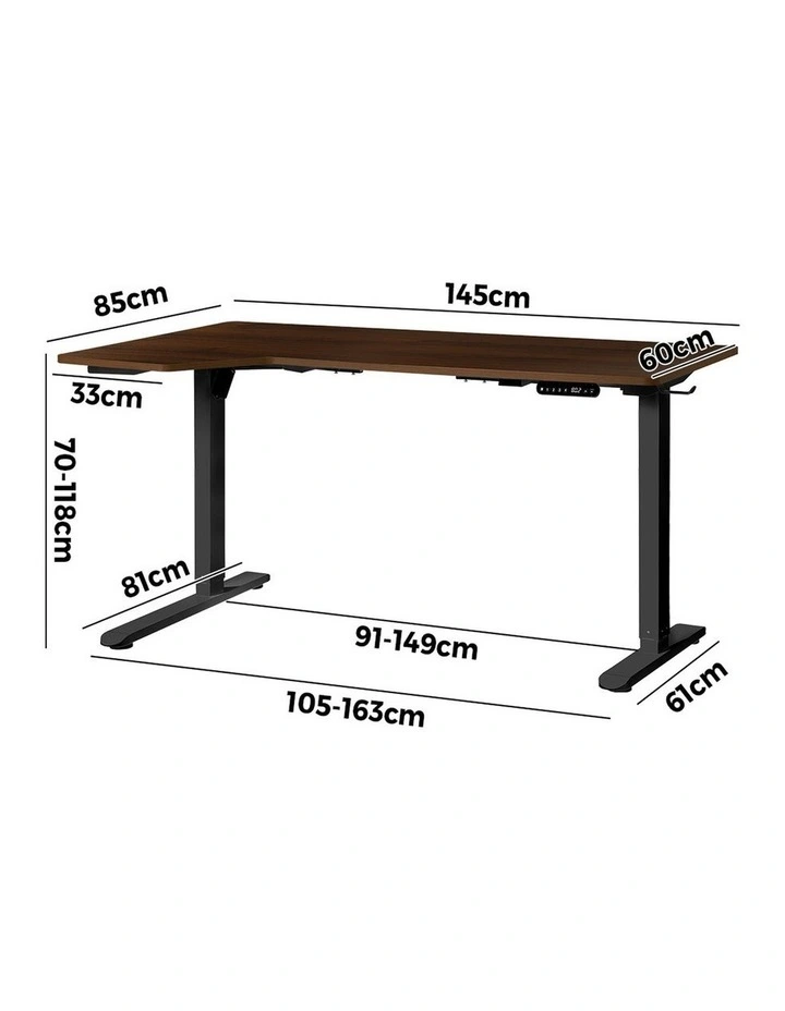 Oikiture L-shape Electric Standing Desk Single Motor 145CM image 3