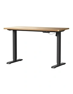 Oikiture Electric Standing Desk Single Motor Black Frame 120CM OAK Tabletop