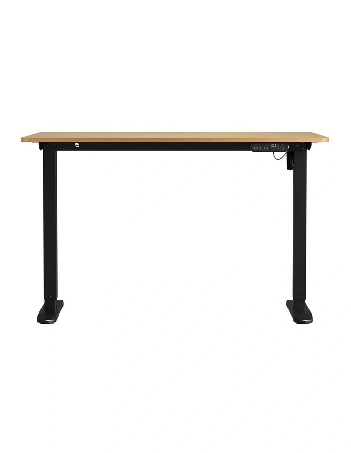 Oikiture Electric Standing Desk Single Motor Black Frame 120CM OAK Tabletop image 2