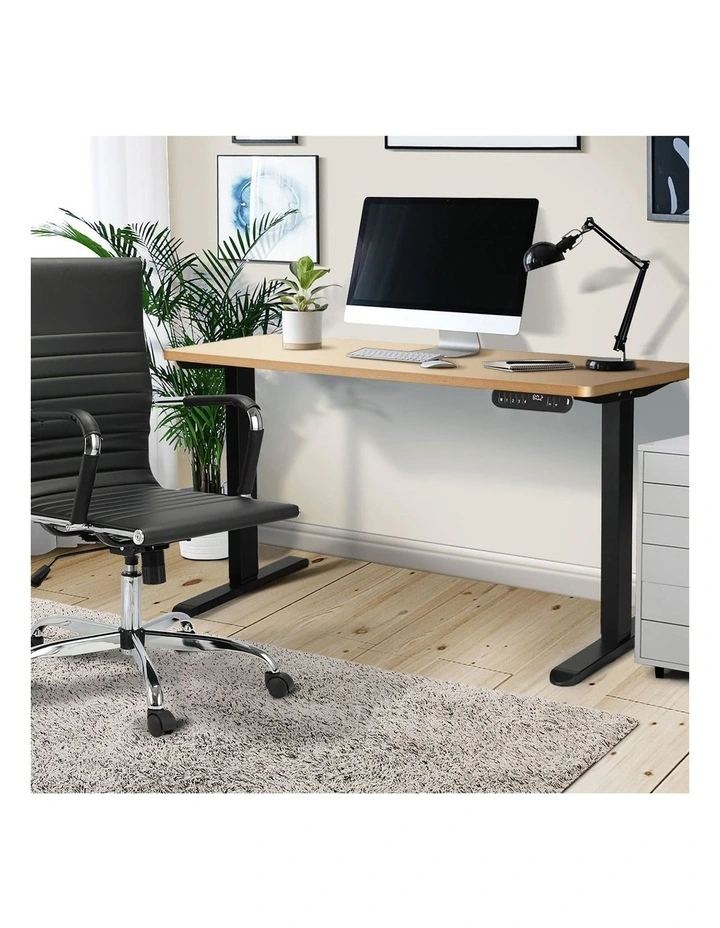 Oikiture Electric Standing Desk Single Motor Black Frame 120CM OAK Tabletop image 5
