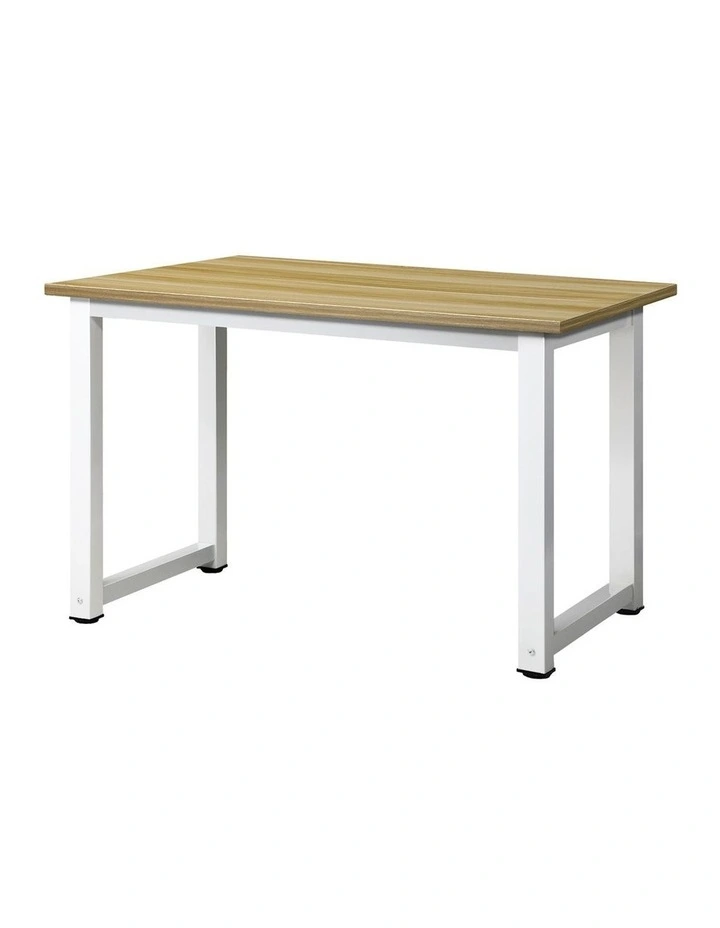 Oikiture Computer Desk 120cm White&wooden image 1