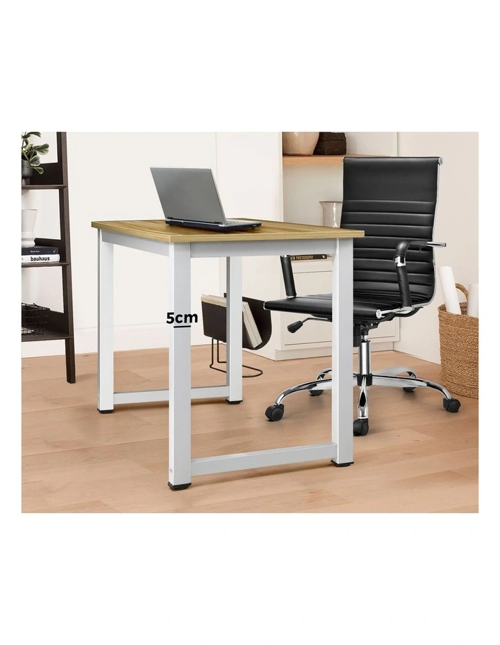 Oikiture Computer Desk 120cm White&wooden image 7