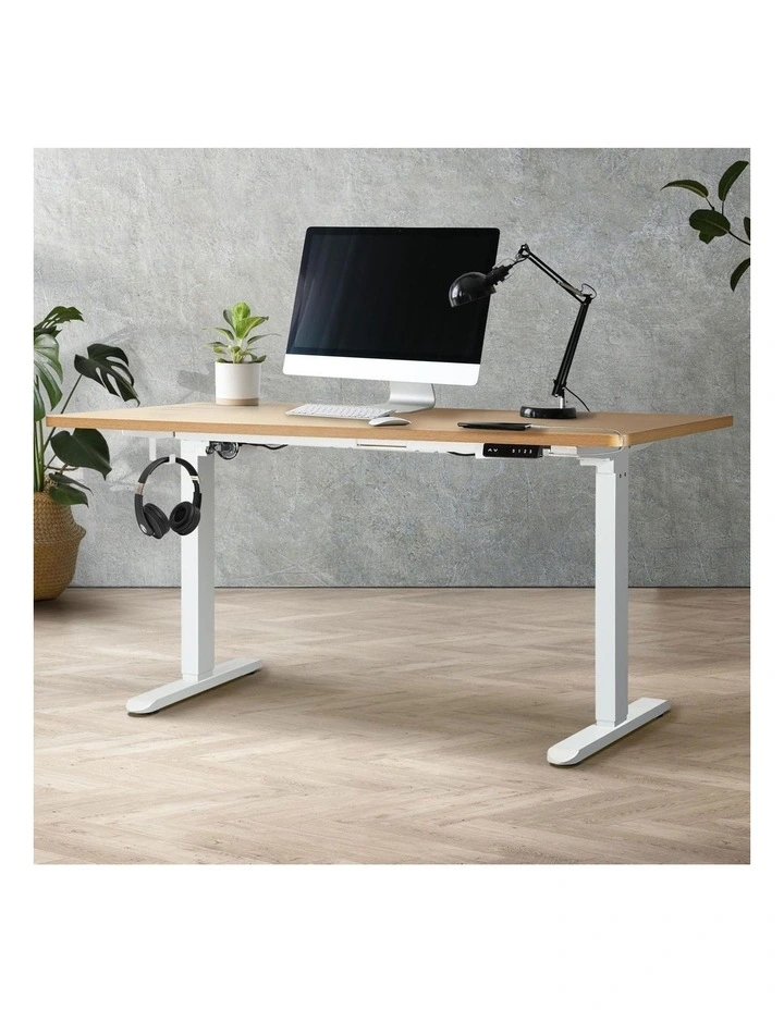 Oikiture Electric Standing Desk Single Motor 160cm Oak image 4