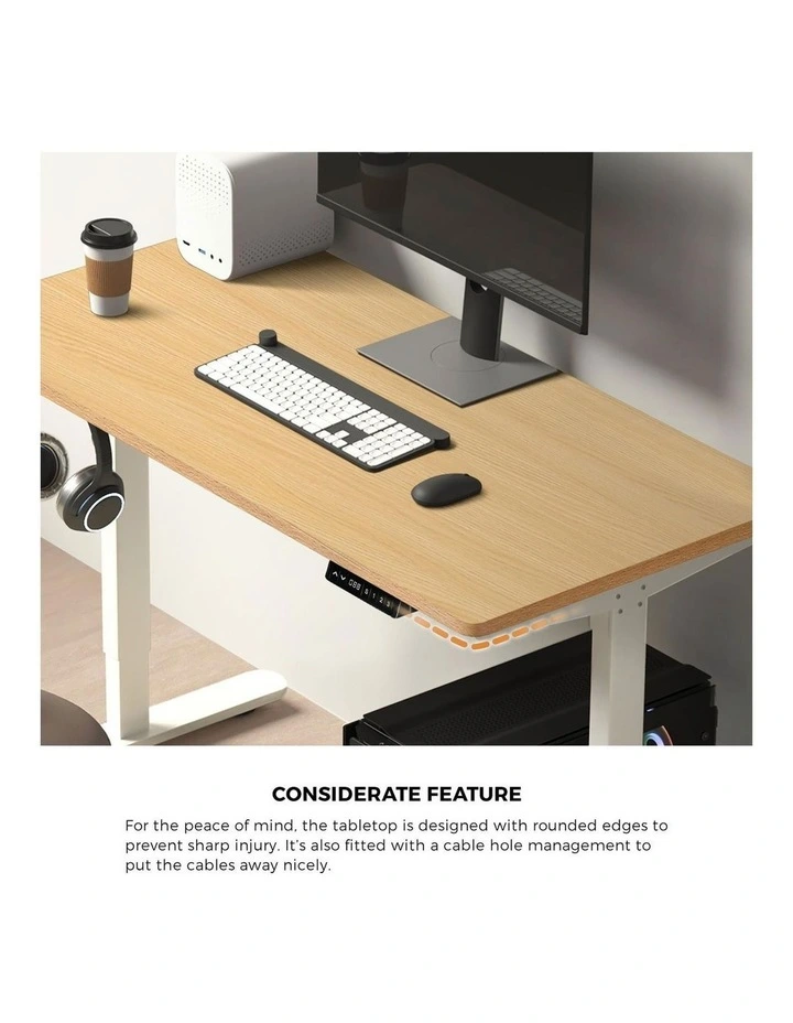 Oikiture Electric Standing Desk Single Motor 160cm Oak image 6