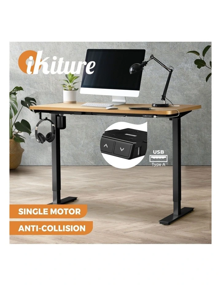 Oikiture Electric Standing Desk Single Motor 120cm OAK Tabletop image 4