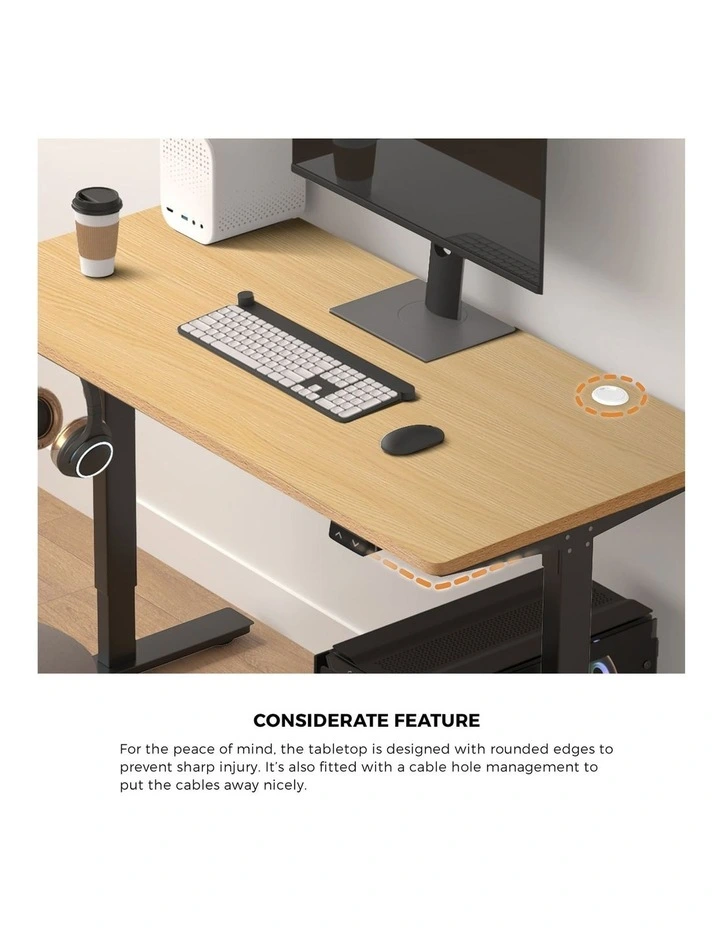Oikiture Electric Standing Desk Single Motor 120cm OAK Tabletop image 6