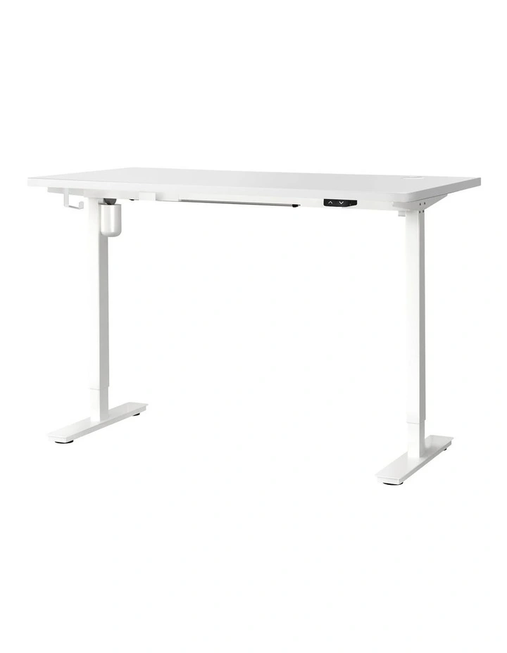 Oikiture Electric Standing Desk Single Motor 140cm White Tabletop image 1