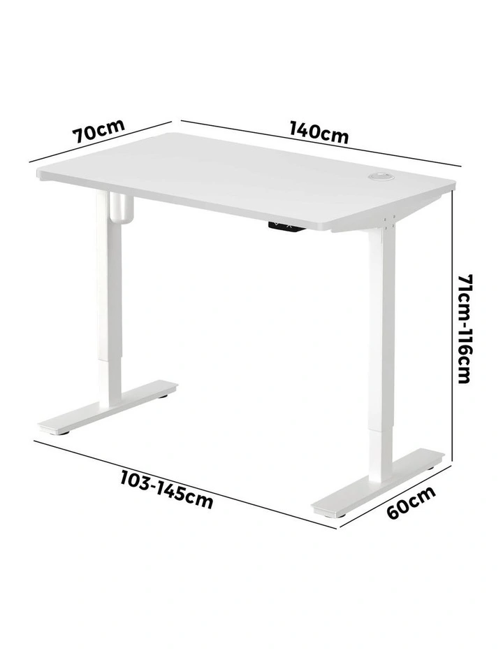 Oikiture Electric Standing Desk Single Motor 140cm White Tabletop image 3