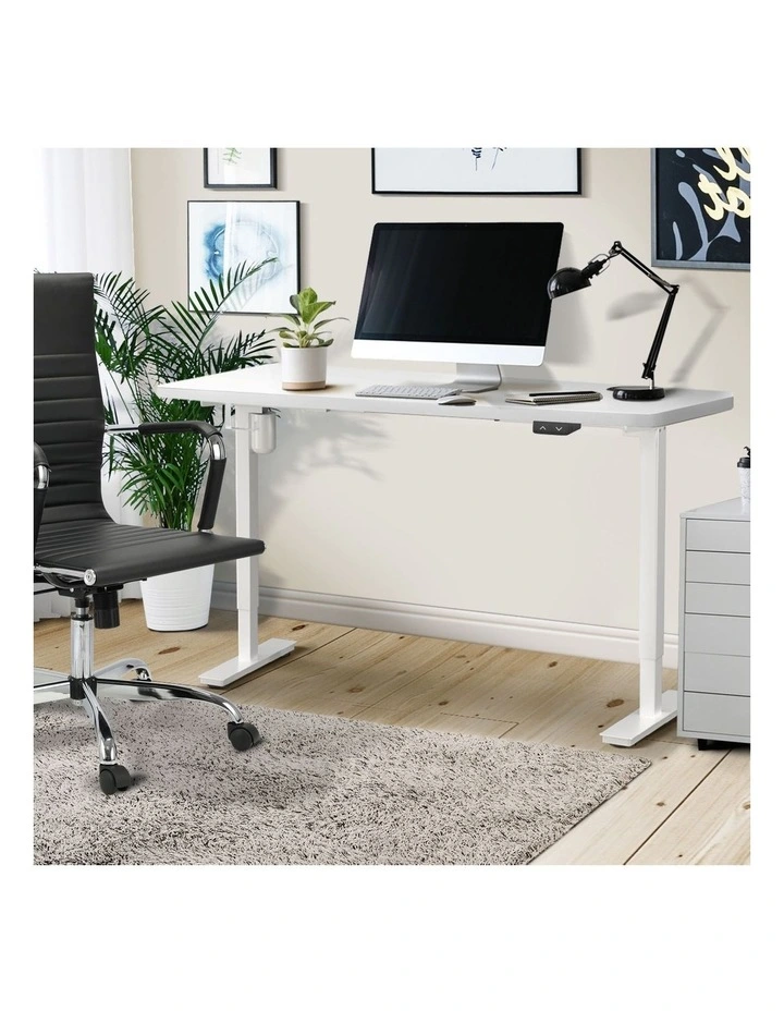 Oikiture Electric Standing Desk Single Motor 140cm White Tabletop image 5