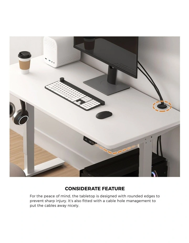 Oikiture Electric Standing Desk Single Motor 140cm White Tabletop image 6