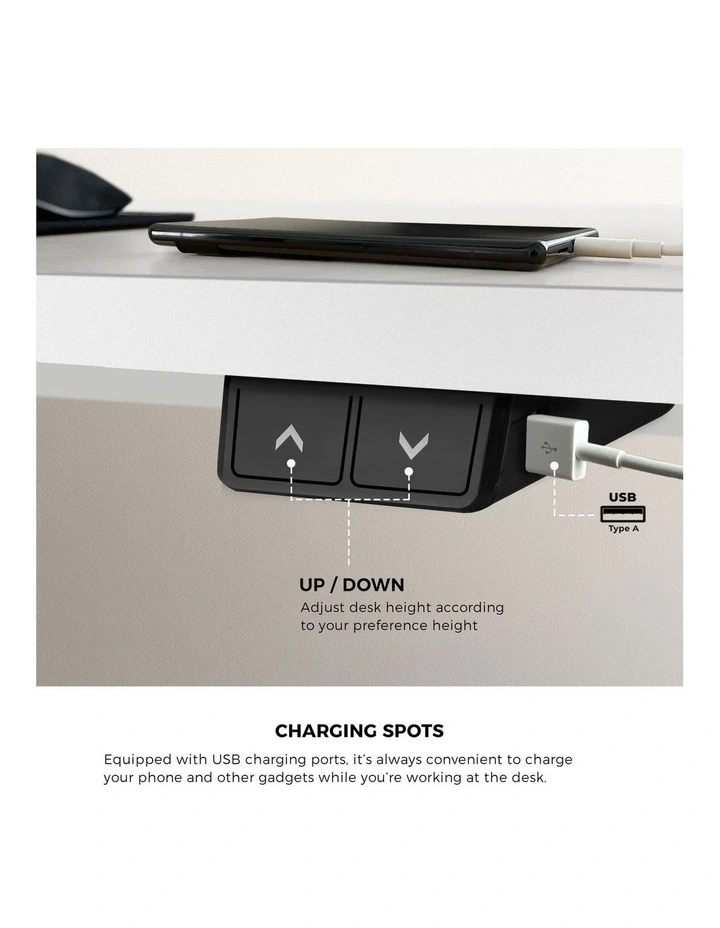 Oikiture Electric Standing Desk Single Motor 140cm White Tabletop image 7