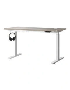 Oikiture 140cm Electric Standing Desk Dual Motor Grey-Oak Desktop