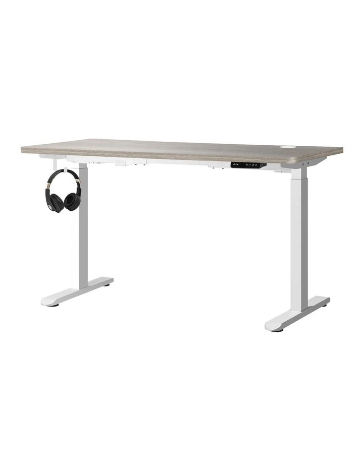 Oikiture 140cm Electric Standing Desk Dual Motor Grey-Oak Desktop image 1
