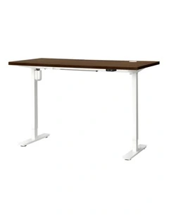 Oikiture Electric Standing Desk Single Motor 140cm Walnut Tabletop