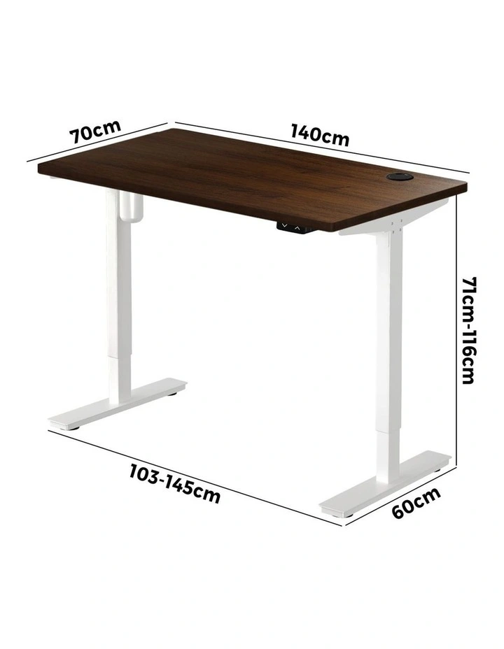 Oikiture Electric Standing Desk Single Motor 140cm Walnut Tabletop image 3
