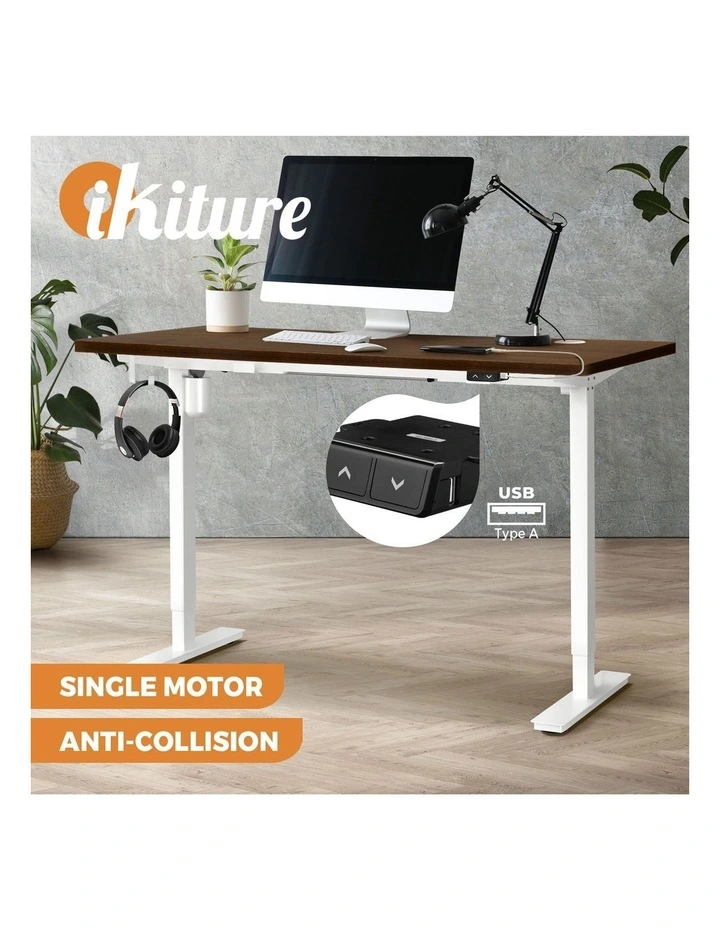 Oikiture Electric Standing Desk Single Motor 140cm Walnut Tabletop image 4